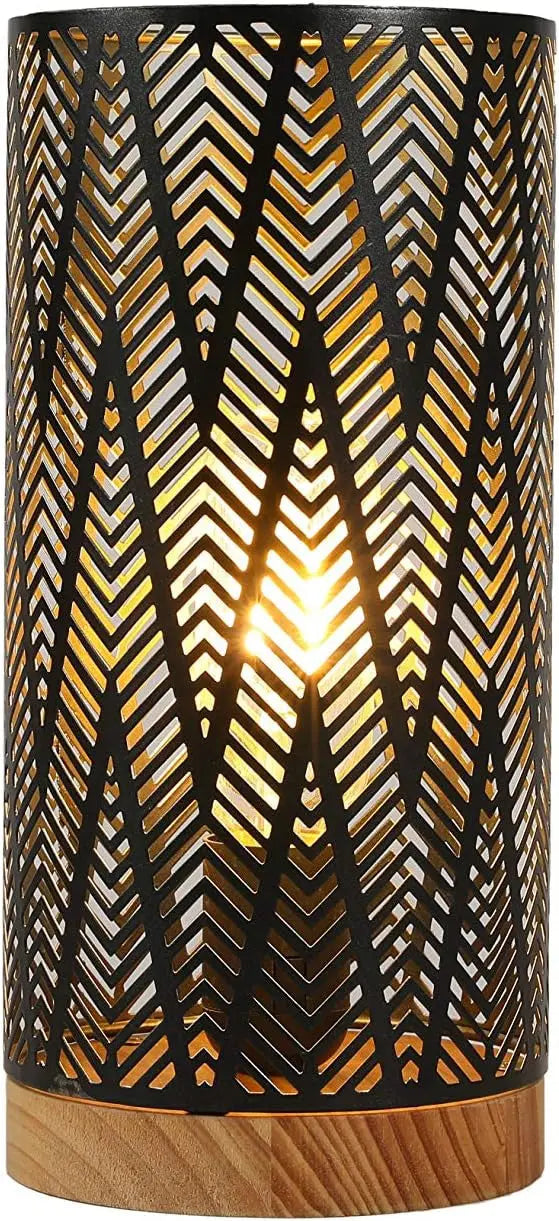 11" Black Metal Pierced Desk Lamp With Cylinder Shade Homeroots Lighting