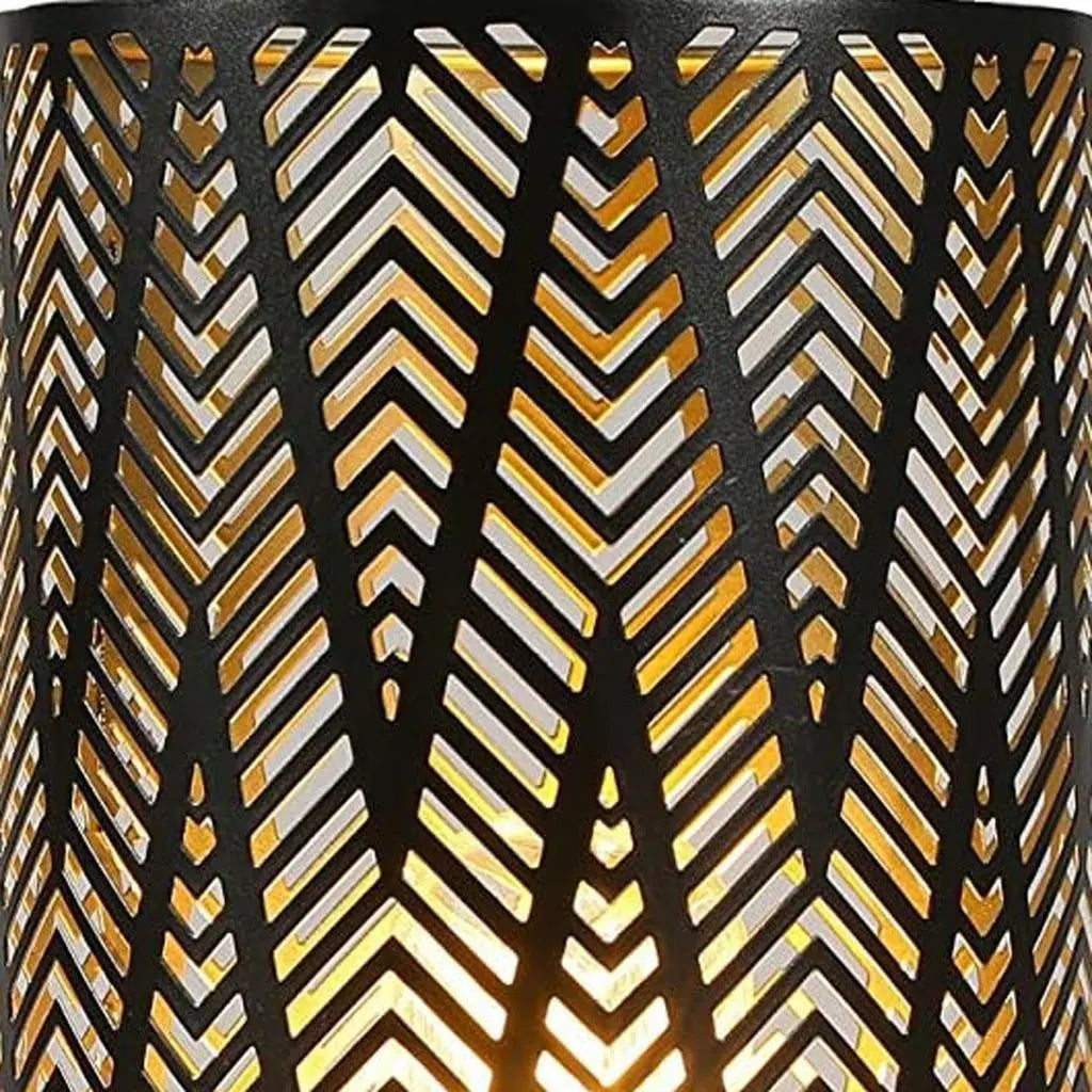 11" Black Metal Pierced Desk Lamp With Cylinder Shade Homeroots Lighting