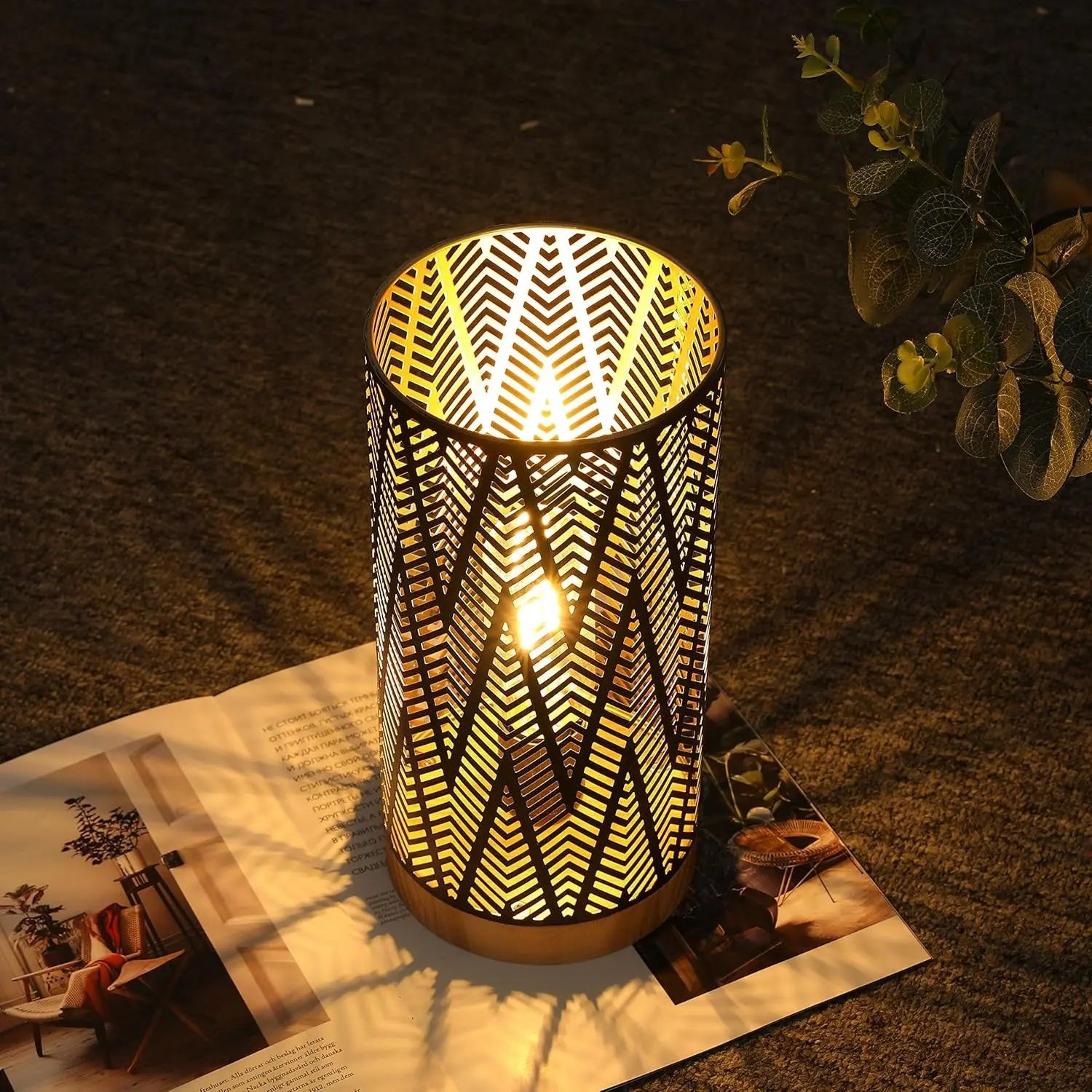 11" Black Metal Pierced Desk Lamp With Cylinder Shade Homeroots Lighting