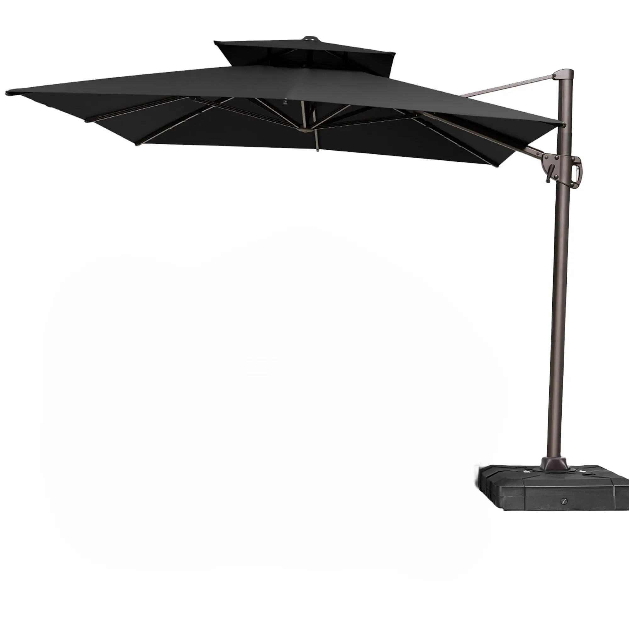 11' Black Polyester Round Tilt Cantilever Patio Umbrella With Stand Homeroots Outdoor