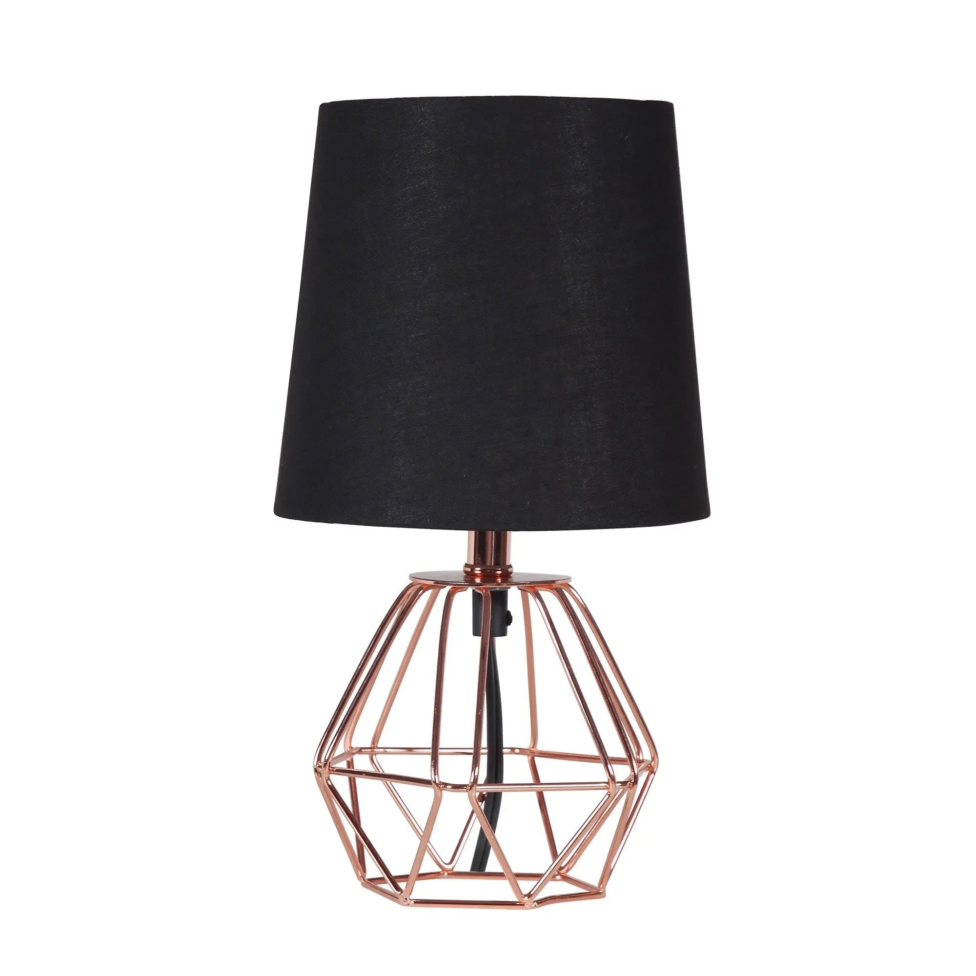 11" Copper Bedside Table Lamp With Black Empire Shade Homeroots Lighting