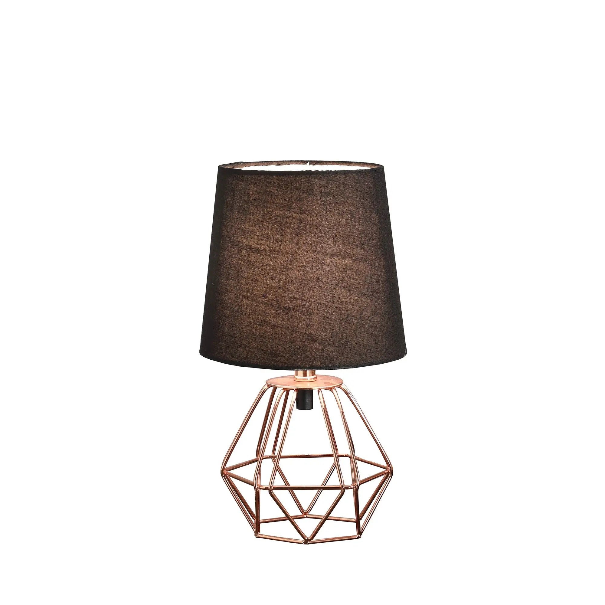 11" Copper Bedside Table Lamp With Black Empire Shade Homeroots Lighting