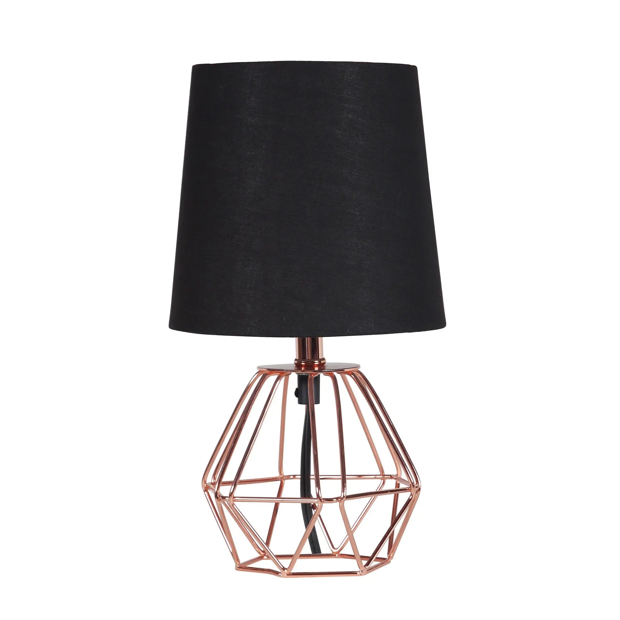 11" Copper Bedside Table Lamp With Black Empire Shade Homeroots Lighting