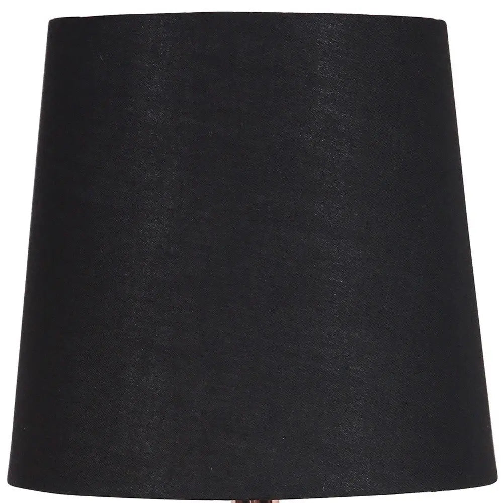 11" Copper Bedside Table Lamp With Black Empire Shade Homeroots Lighting
