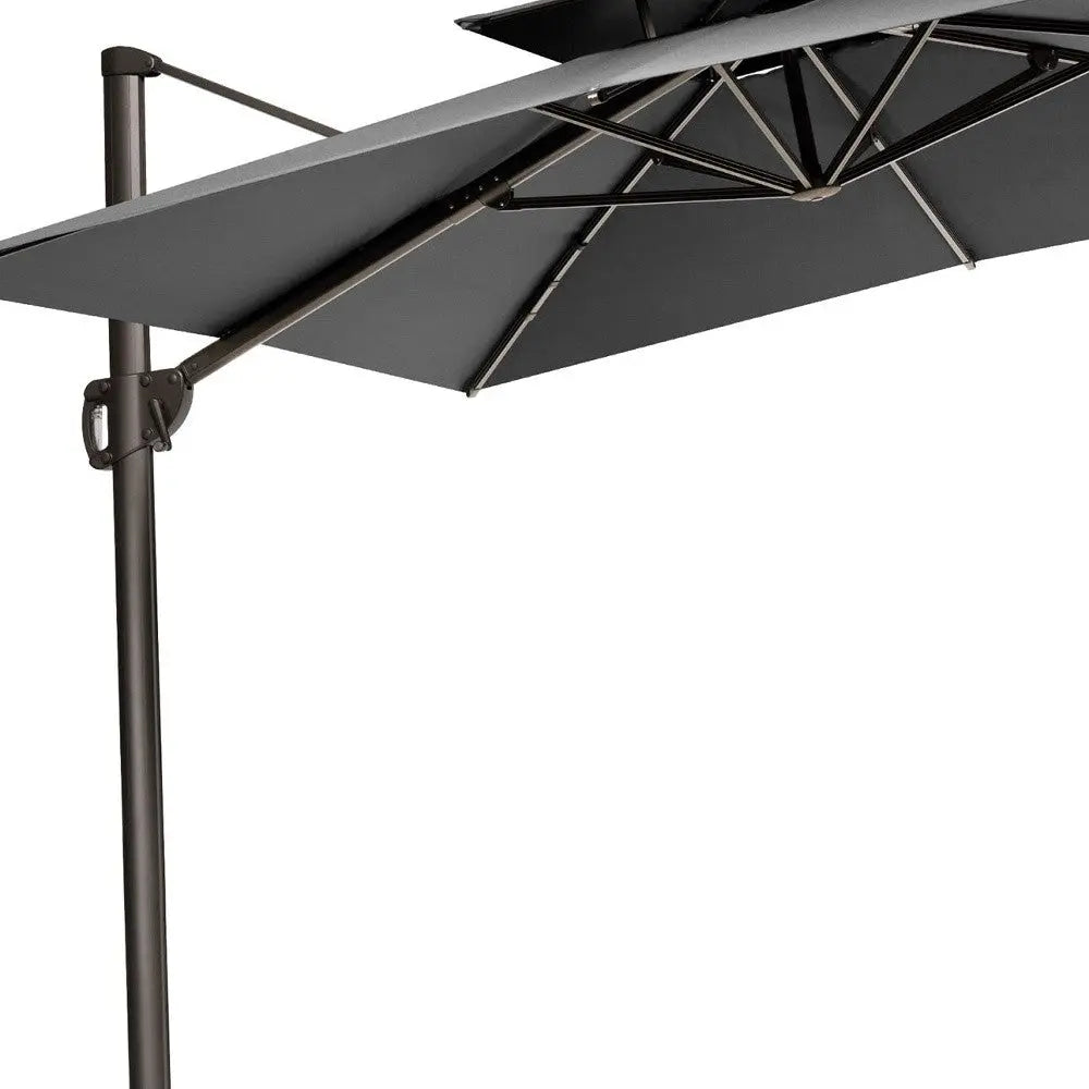 11' Dark Gray Polyester Round Tilt Cantilever Patio Umbrella With Stand Homeroots Outdoor