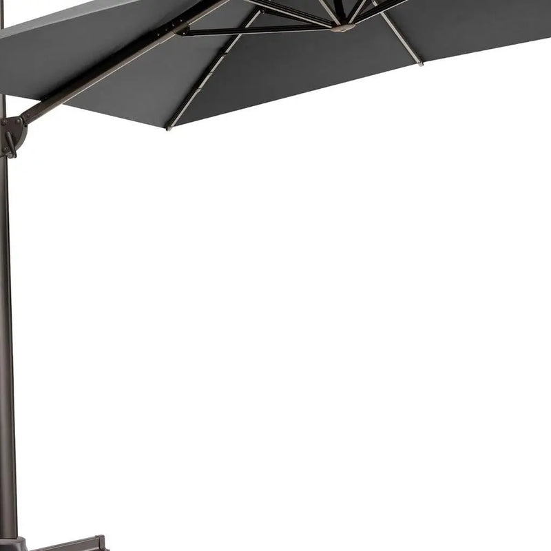 11' Dark Gray Polyester Round Tilt Cantilever Patio Umbrella With Stand Homeroots Outdoor