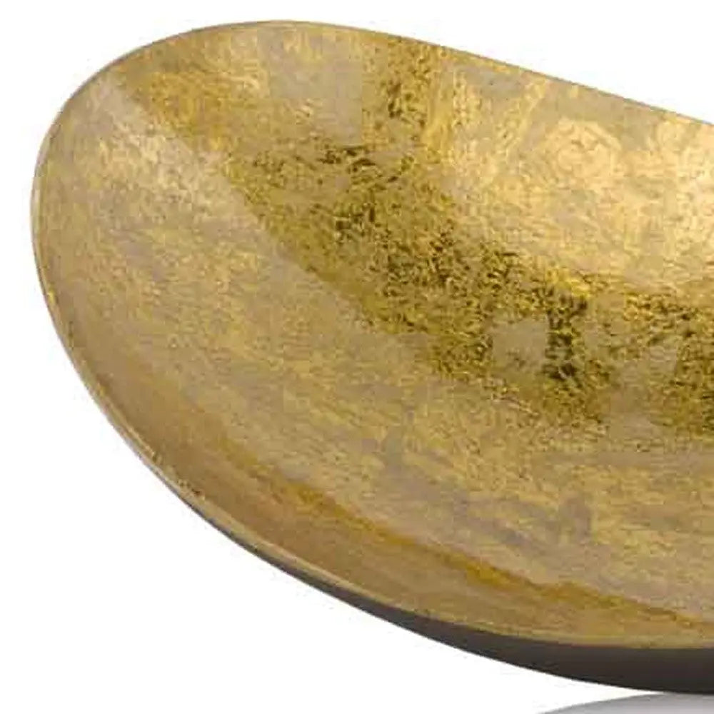 11" Gold and Bronze Aluminum Oval Centerpiece Bowl Homeroots Kitchen & Dining