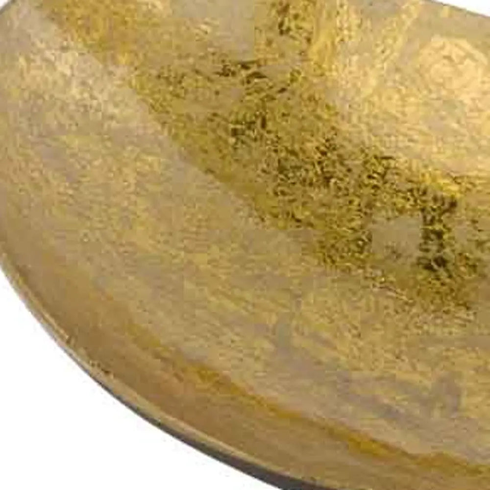11" Gold and Bronze Aluminum Oval Centerpiece Bowl Homeroots Kitchen & Dining