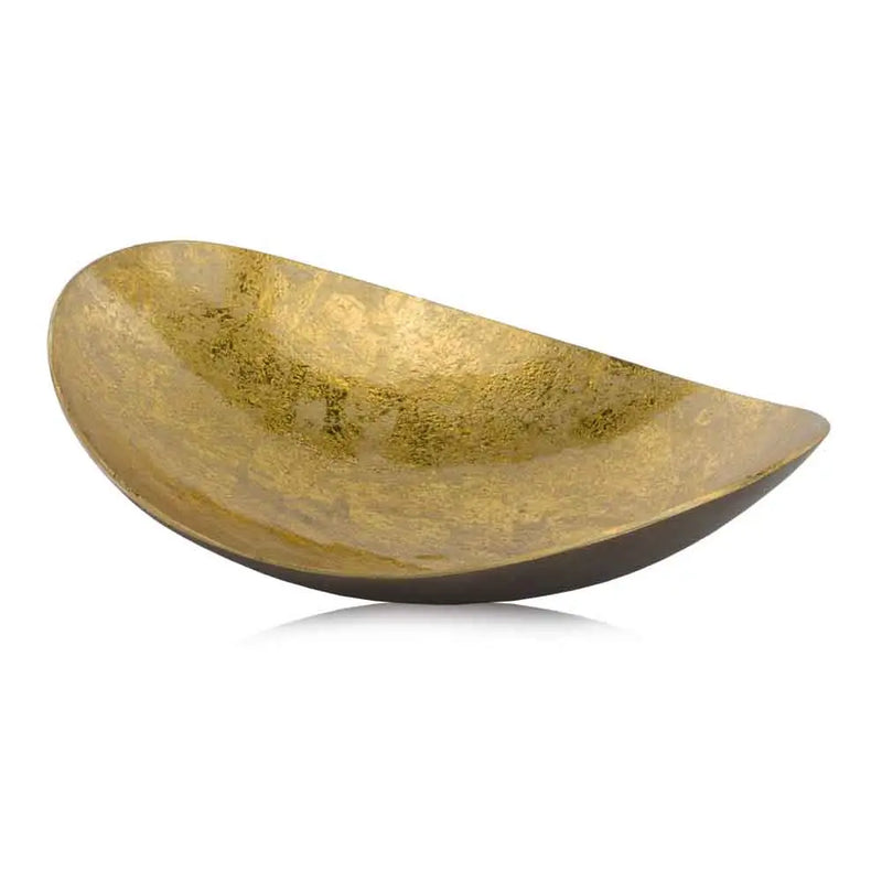 11" Gold and Bronze Aluminum Oval Centerpiece Bowl Homeroots Kitchen & Dining