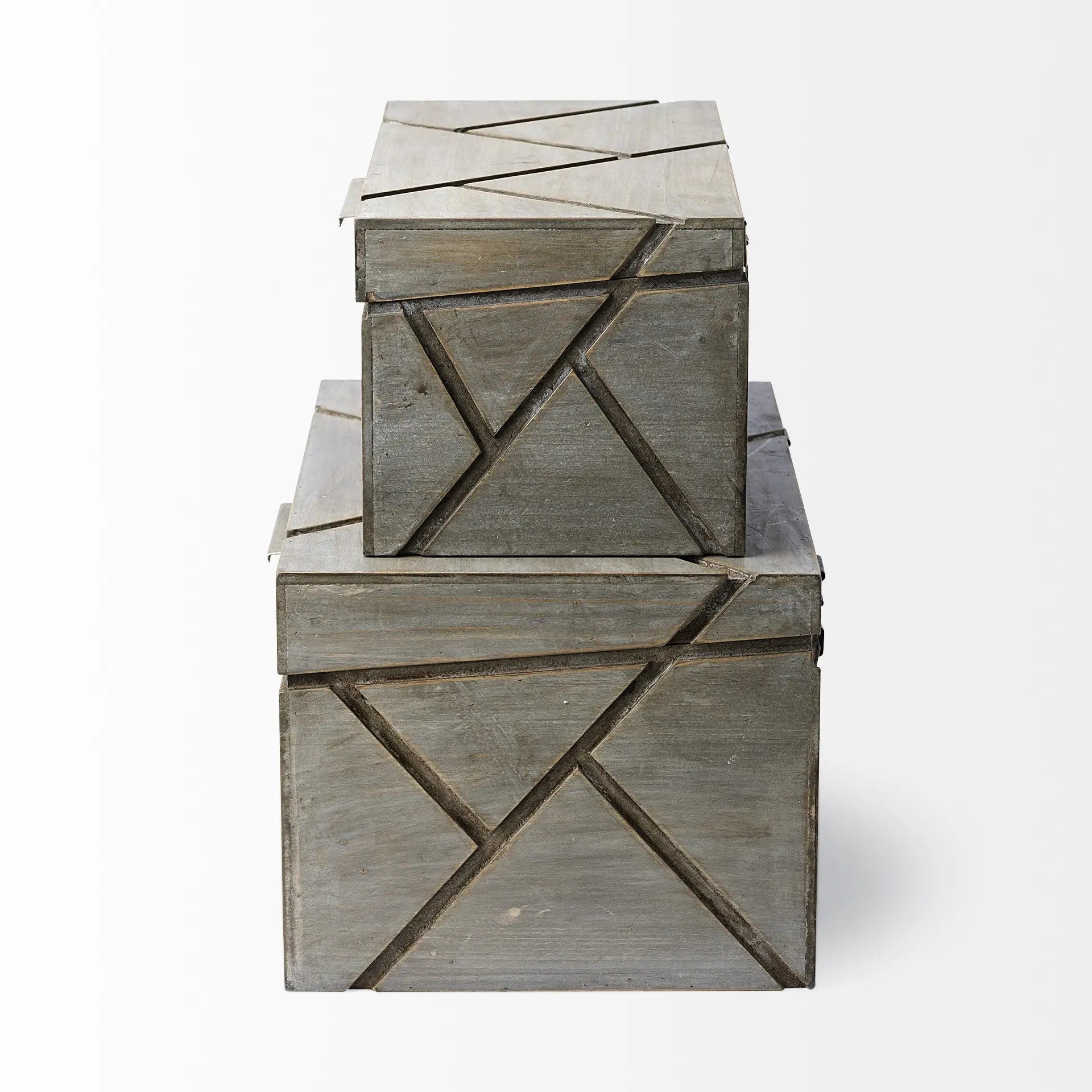11" Gray Solid Wood Box With Lid Homeroots Office