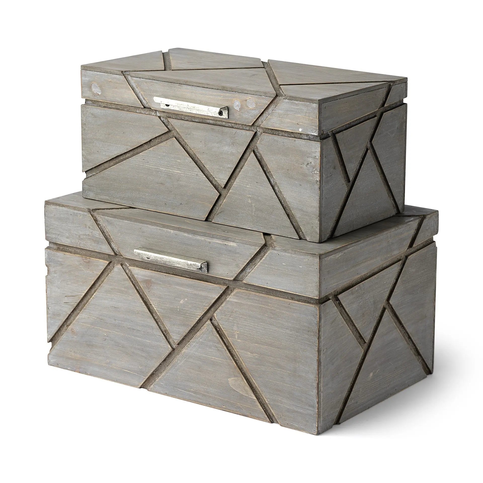 11" Gray Solid Wood Box With Lid Homeroots Office