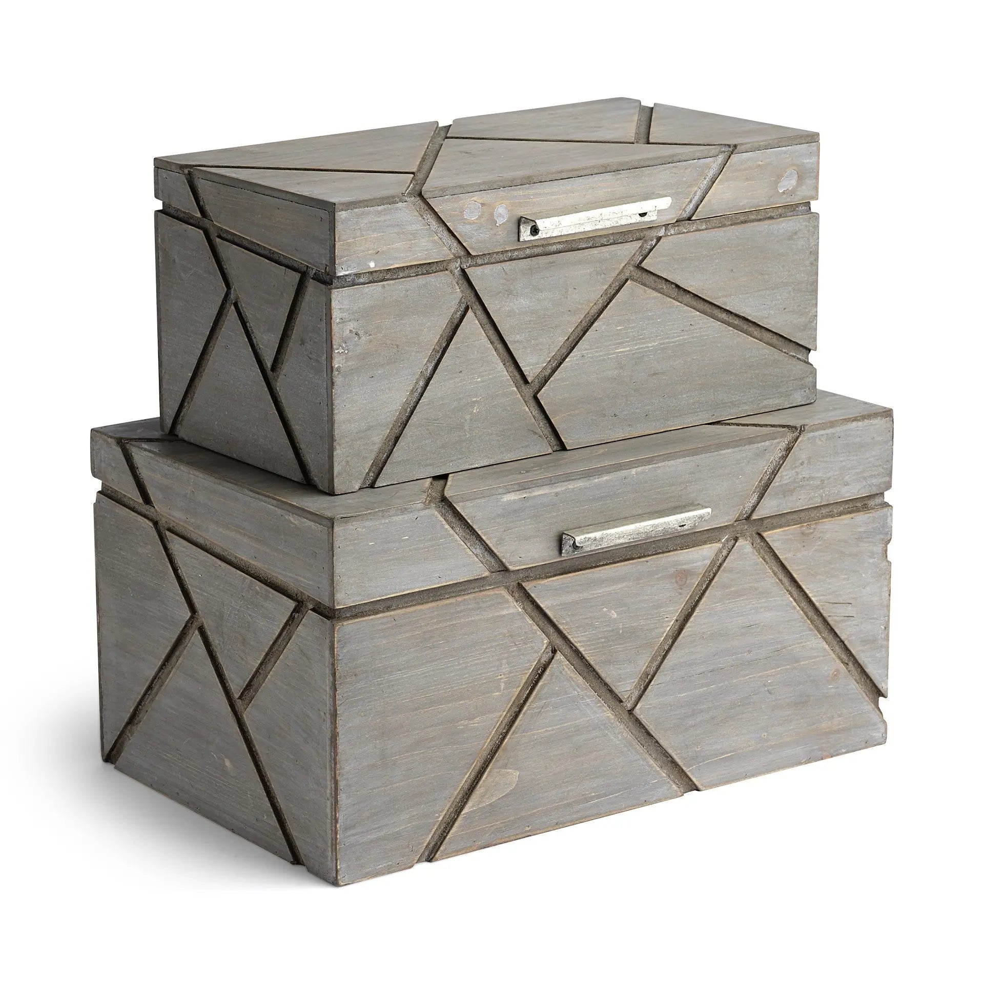11" Gray Solid Wood Box With Lid Homeroots Office
