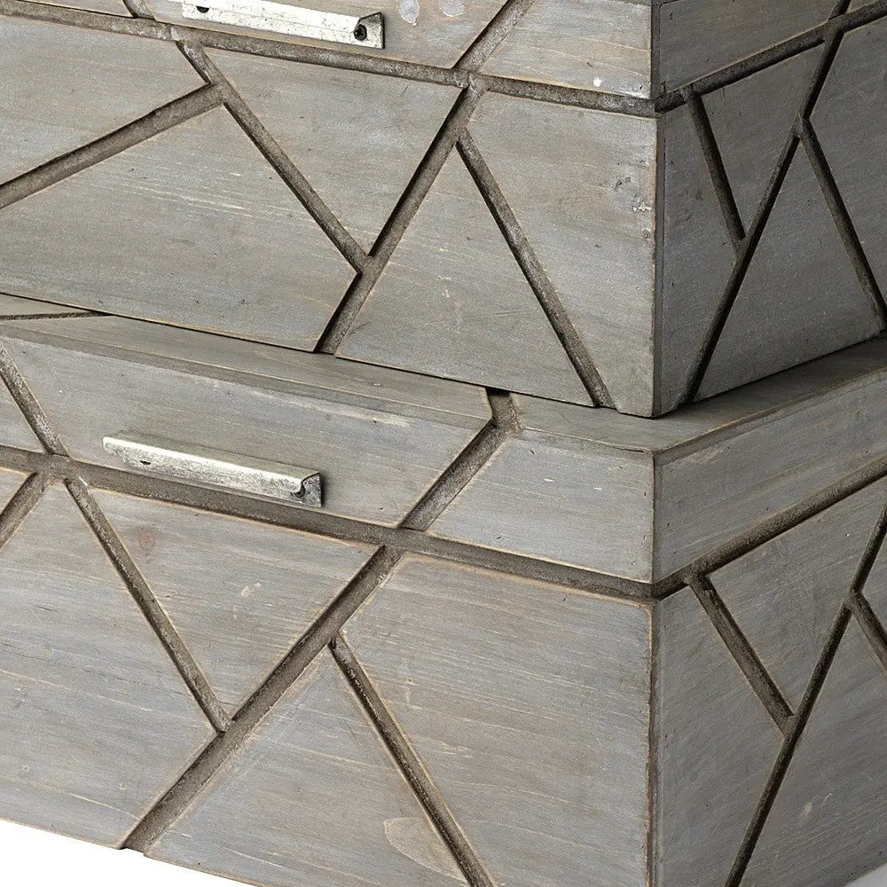 11" Gray Solid Wood Box With Lid Homeroots Office