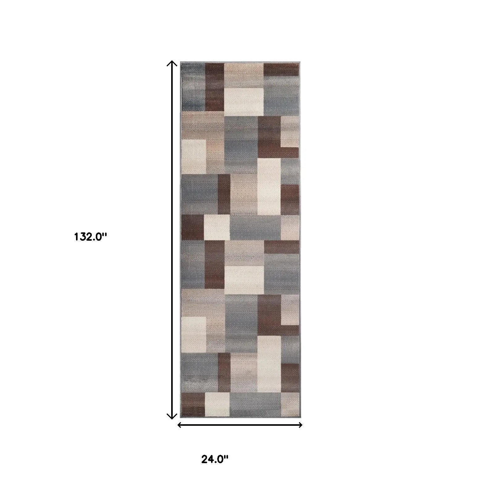 11' Gray Tan And Brown Patchwork Runner Rug Homeroots Home Decor