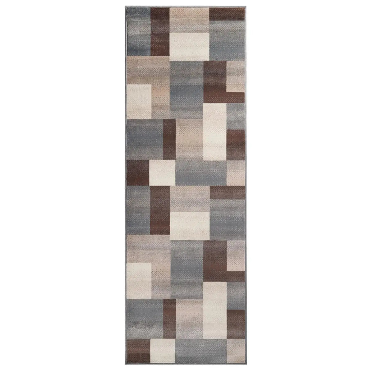 11' Gray Tan And Brown Patchwork Runner Rug Homeroots Home Decor