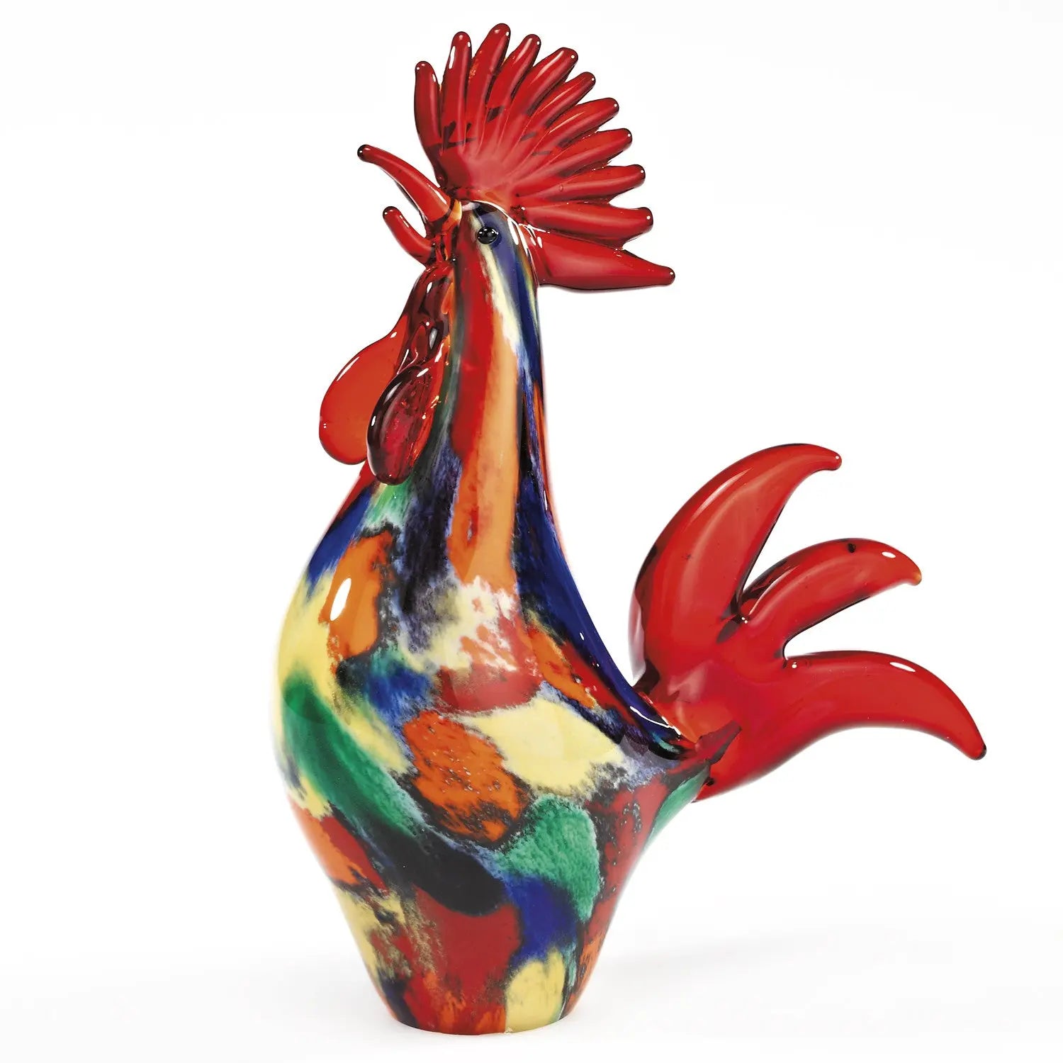 11" Red Murano Glass Rooster Figurine Tabletop Sculpture Homeroots Home Decor