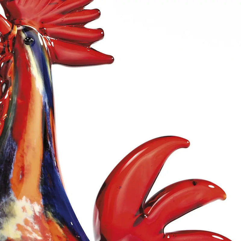 11" Red Murano Glass Rooster Figurine Tabletop Sculpture Homeroots Home Decor