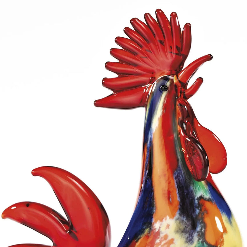 11" Red Murano Glass Rooster Figurine Tabletop Sculpture Homeroots Home Decor