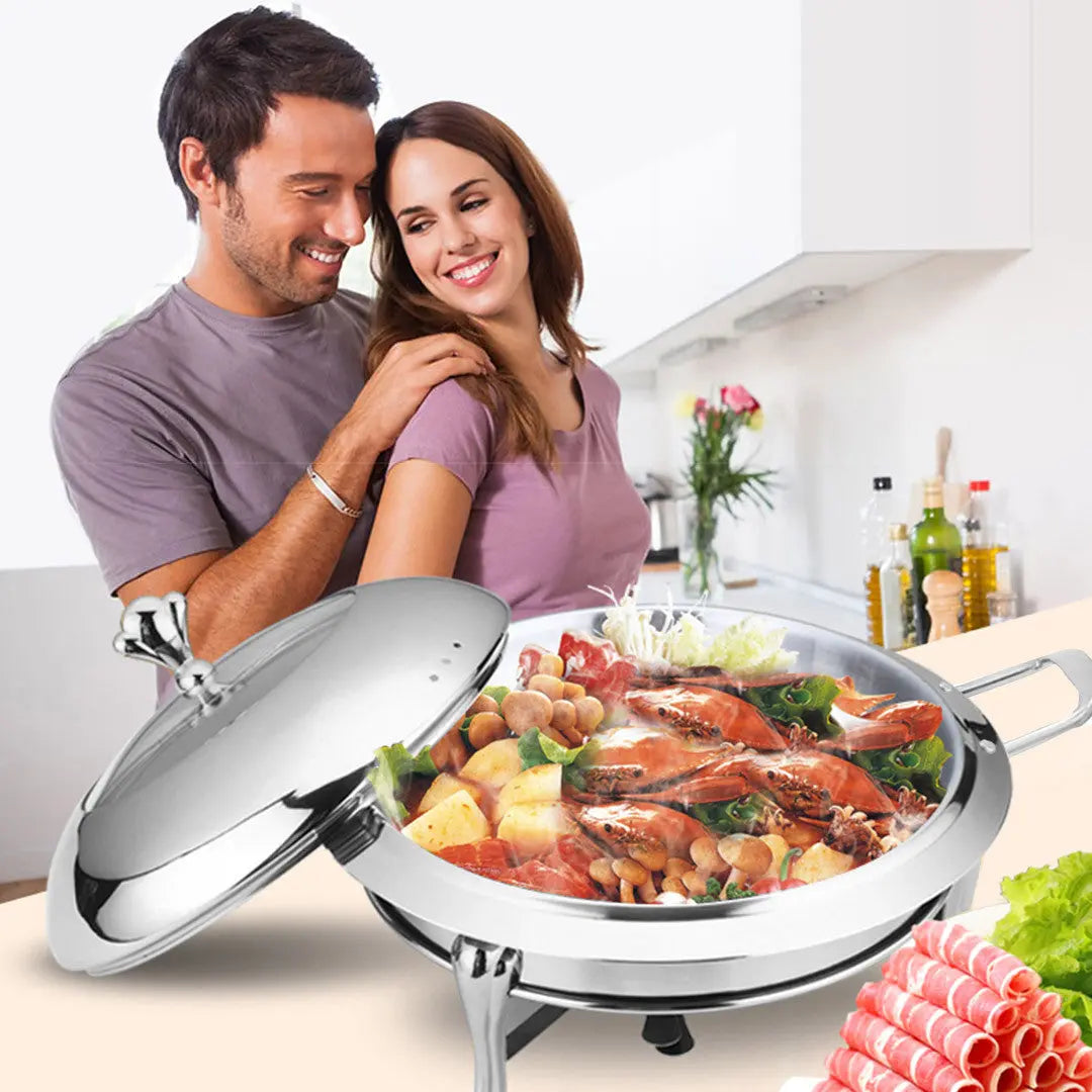 11" Silver Stainless Steel Chafing Dish With Stand Homeroots Kitchen & Dining
