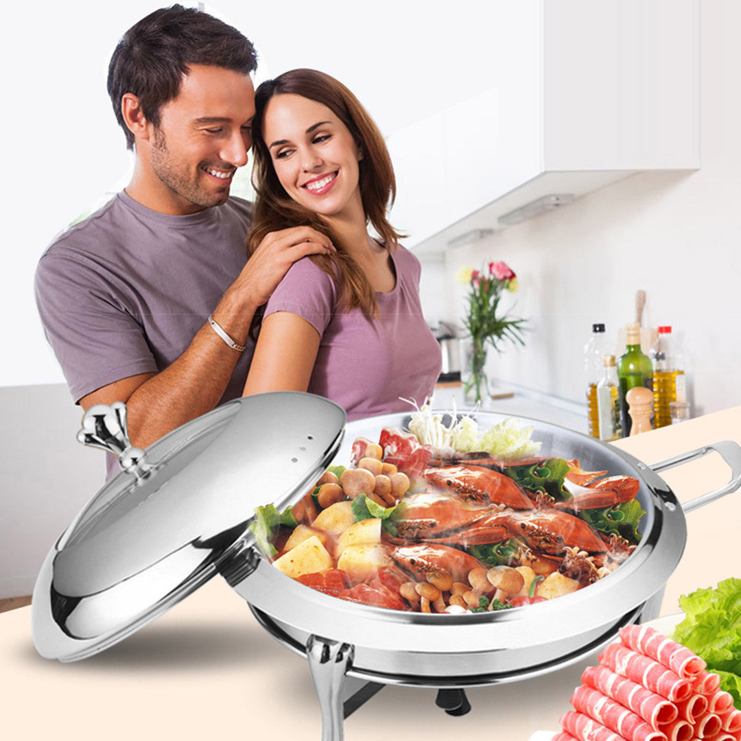 11" Silver Stainless Steel Chafing Dish With Stand Homeroots Kitchen & Dining
