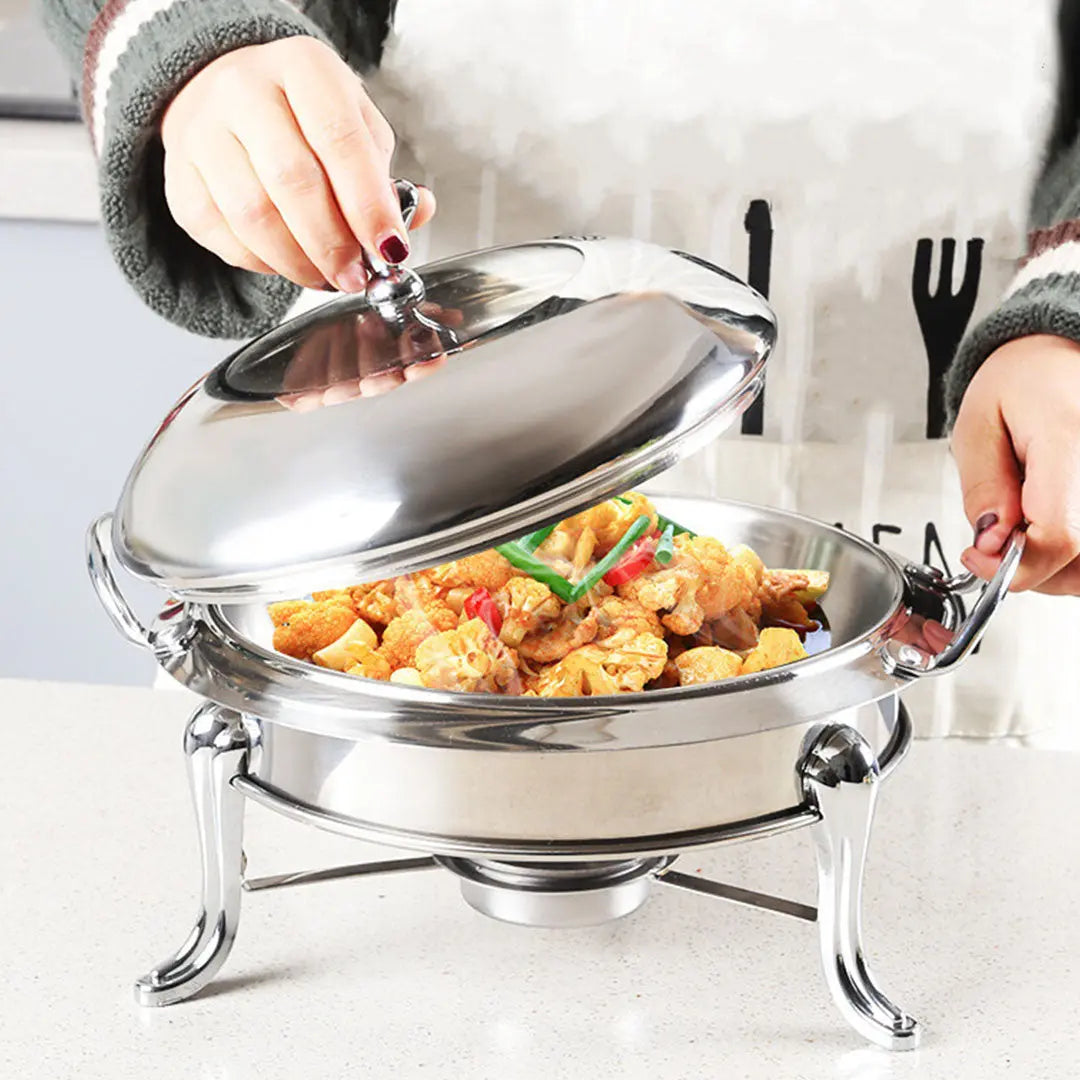 11" Silver Stainless Steel Chafing Dish With Stand Homeroots Kitchen & Dining