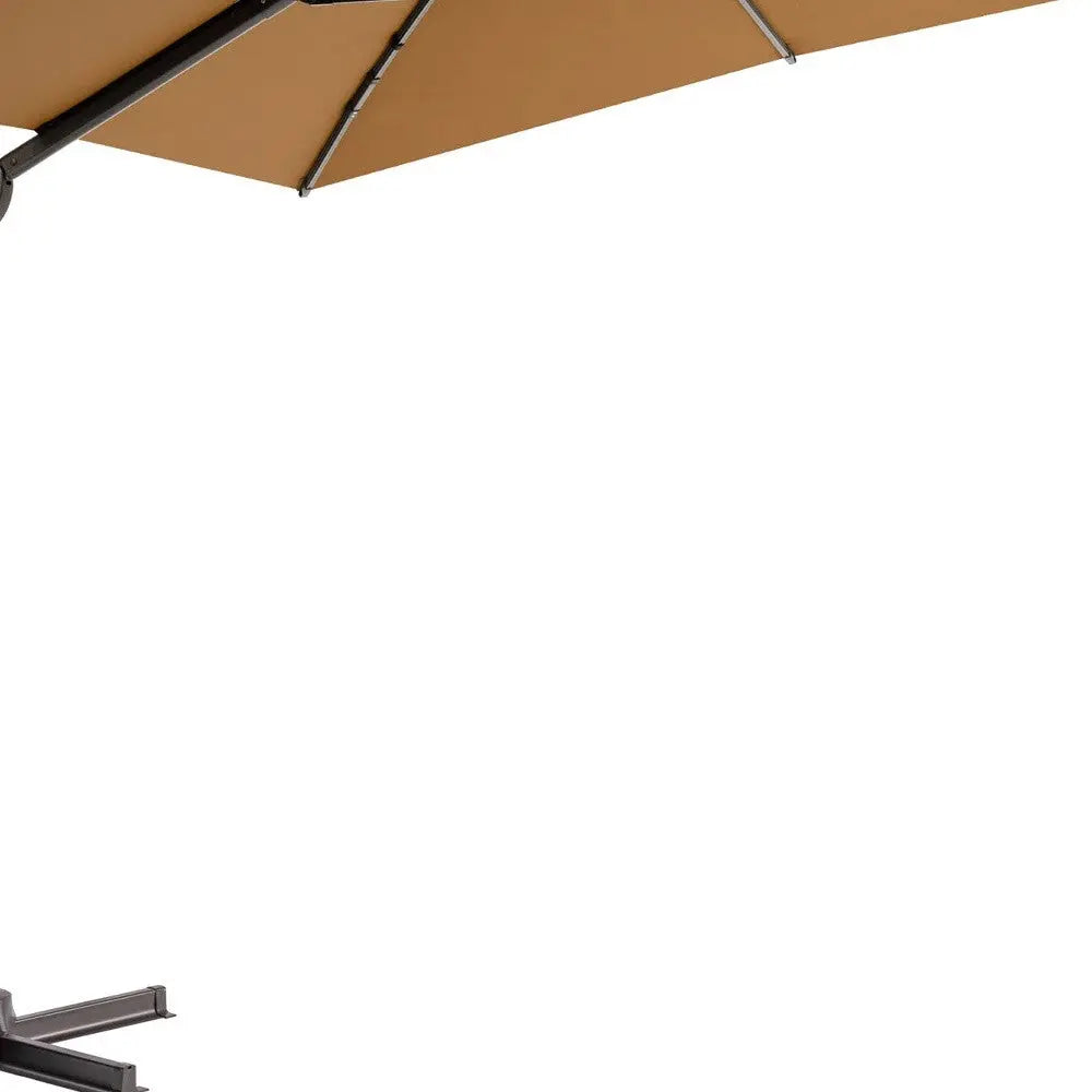 11' Tan Polyester Round Tilt Cantilever Patio Umbrella With Stand Homeroots Outdoor