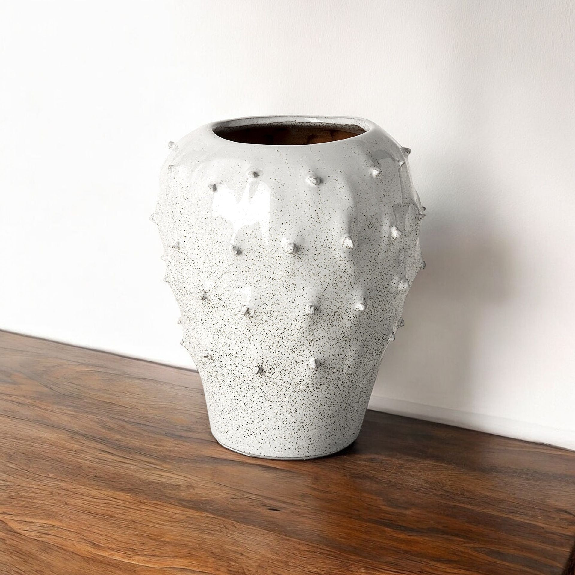 11" White Abstract Cylinder Ceramic Table Vase Homeroots Home Decor