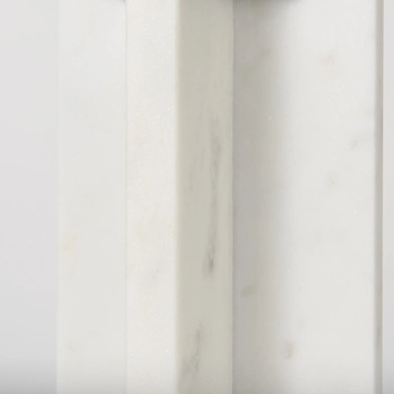 11" White Marble Tabletop Candle Holder Homeroots Home Decor