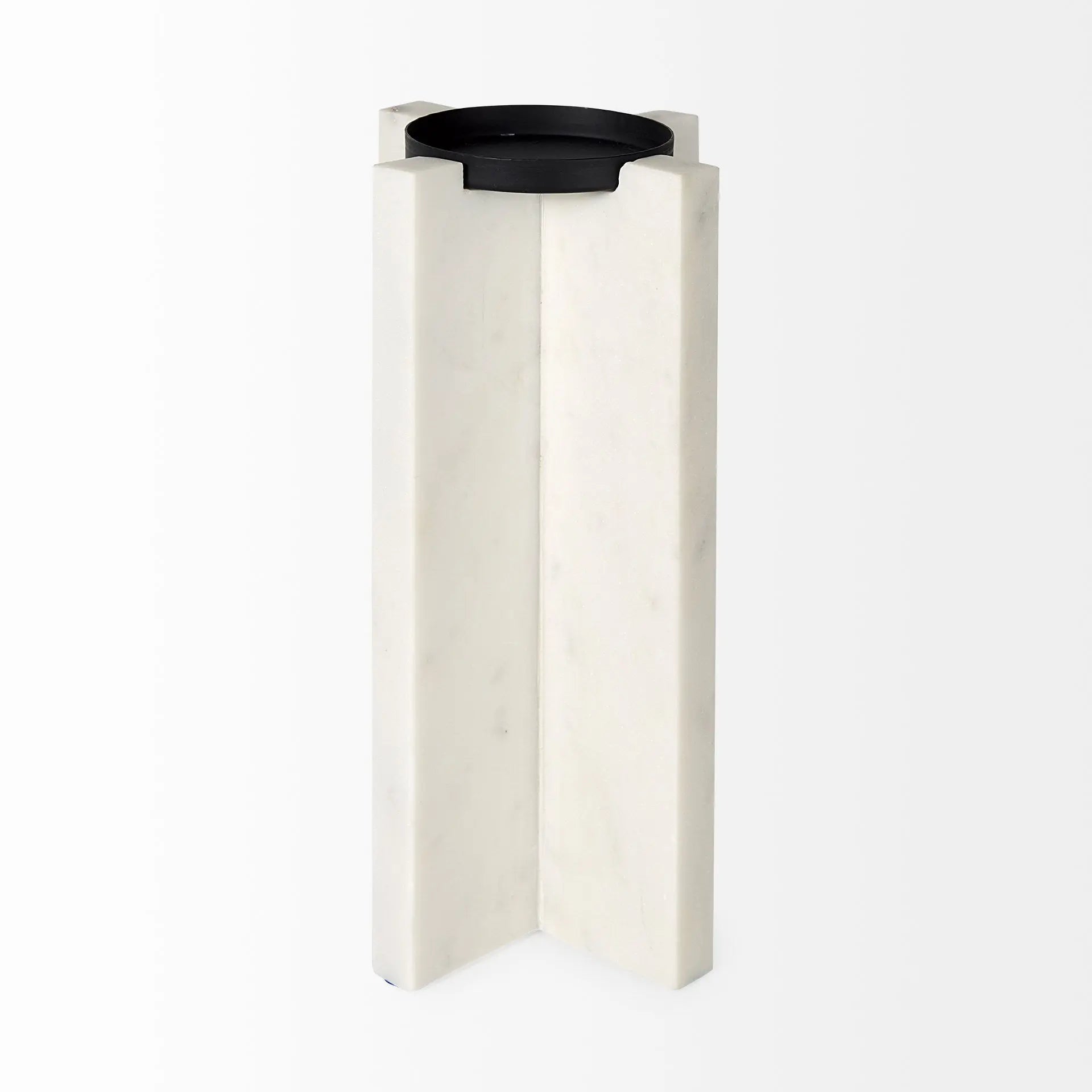 11" White Marble Tabletop Candle Holder Homeroots Home Decor