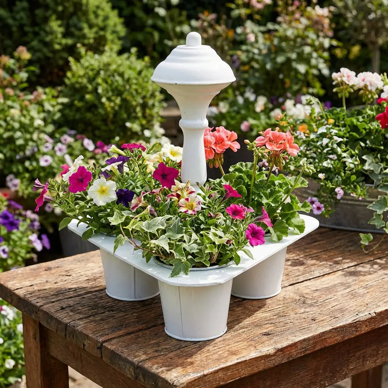 11" White Metal Garden Accents Accessories Homeroots Outdoor