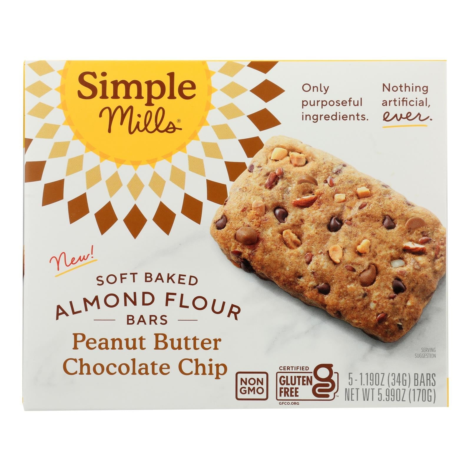 Simple Mills - Bar Sft Baked Peanut Butter Chocolate Chip - Case Of 6-5.99 Oz Simple Mills