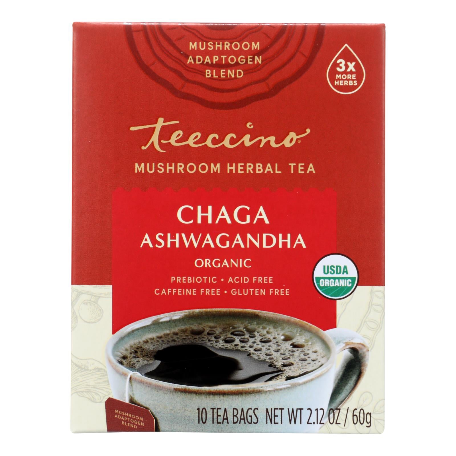 Teeccino - Mush Tea Chga Ashwgan - Case Of 6-10 Bag - GreatEagleInc