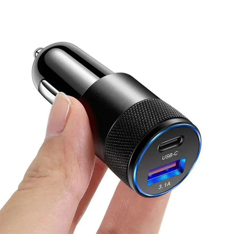 12V Car Charger USB-A & USB-C Output - Black CIAO Tech