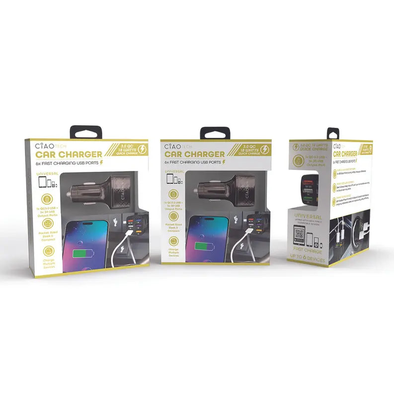 12V USB-A 18 Watt Car Charger - Black CIAO Tech