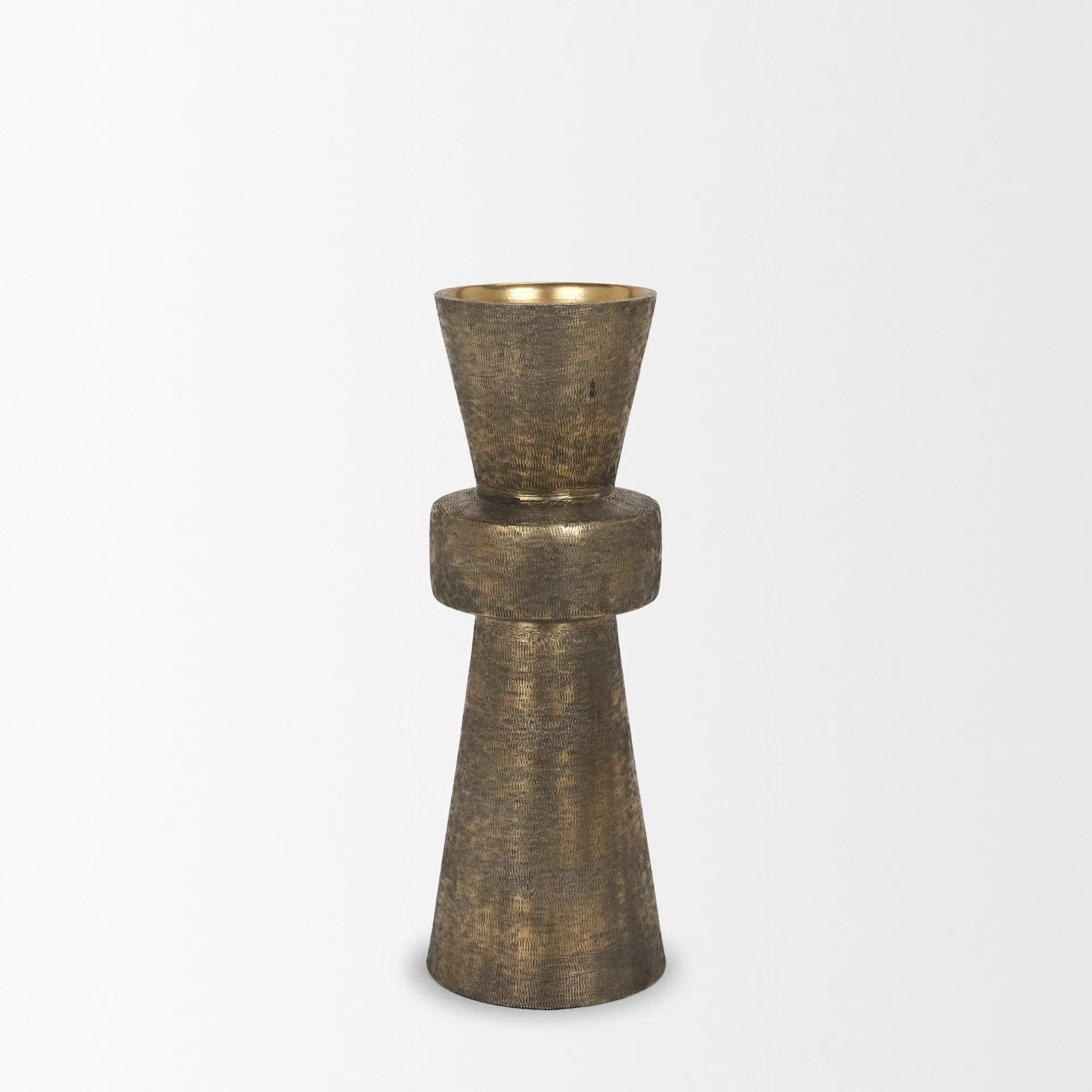 12" Antiqued Gold Metal Tabletop Votive Candle Holder Homeroots Home Decor