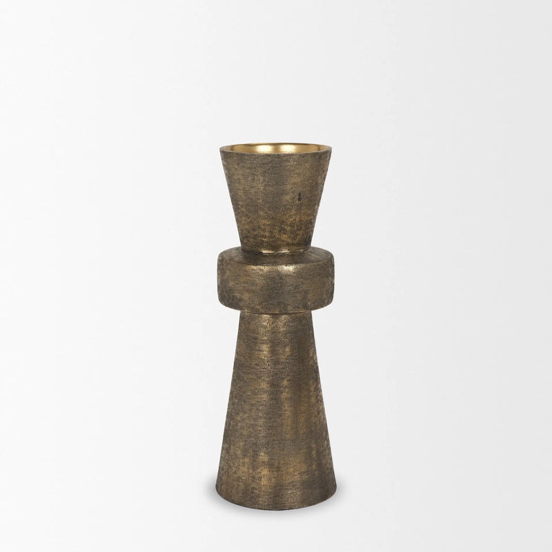 12" Antiqued Gold Metal Tabletop Votive Candle Holder Homeroots Home Decor