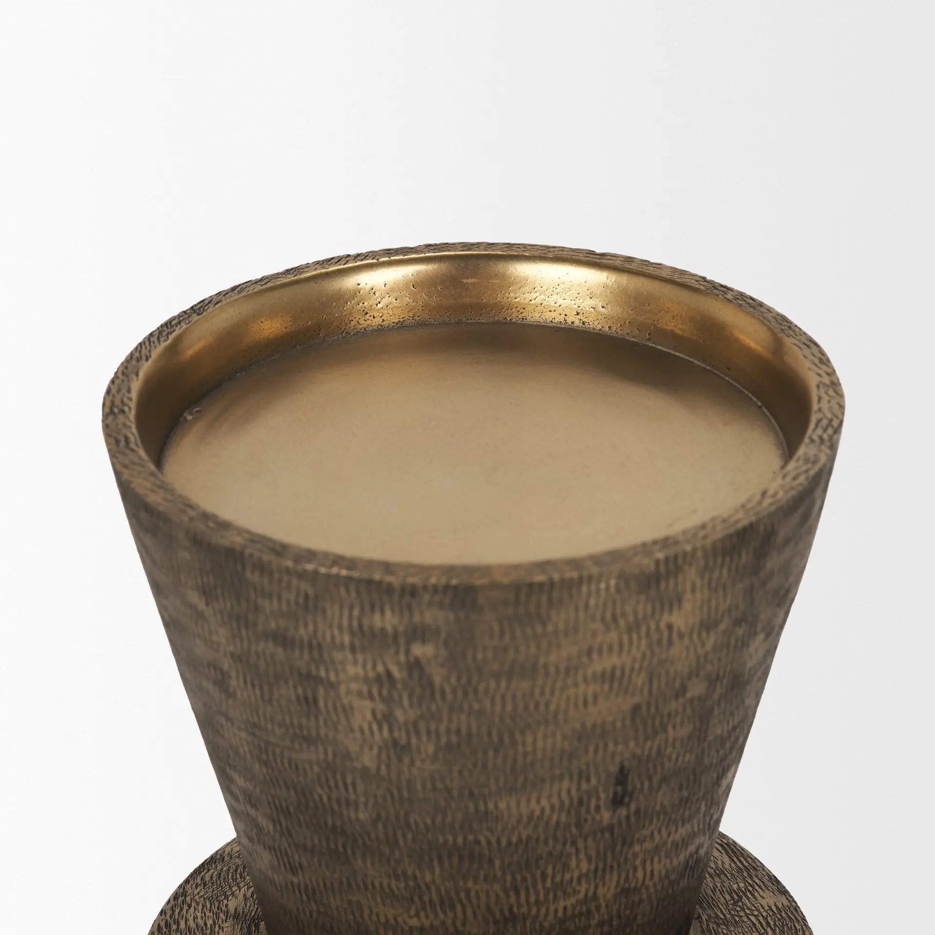 12" Antiqued Gold Metal Tabletop Votive Candle Holder Homeroots Home Decor