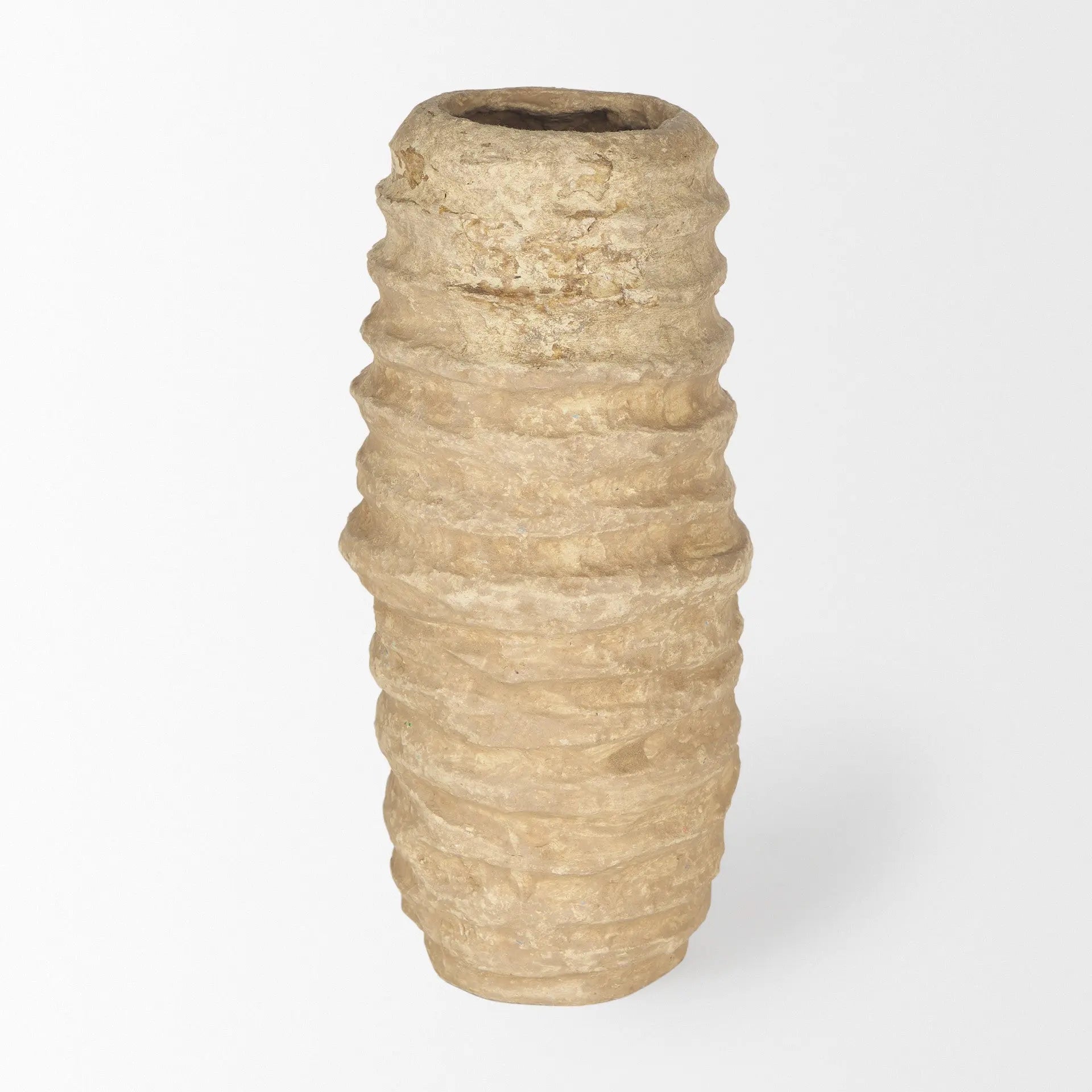 12" Beige Paper Mache Table Vase Homeroots Home Decor