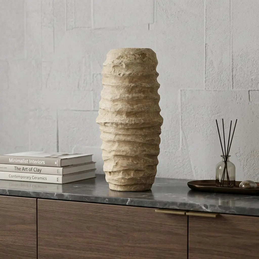 12" Beige Paper Mache Table Vase Homeroots Home Decor