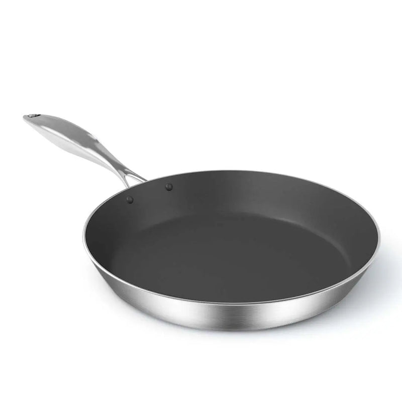12" Black And Silver Stainless Steel Frying Pan Homeroots Kitchen & Dining