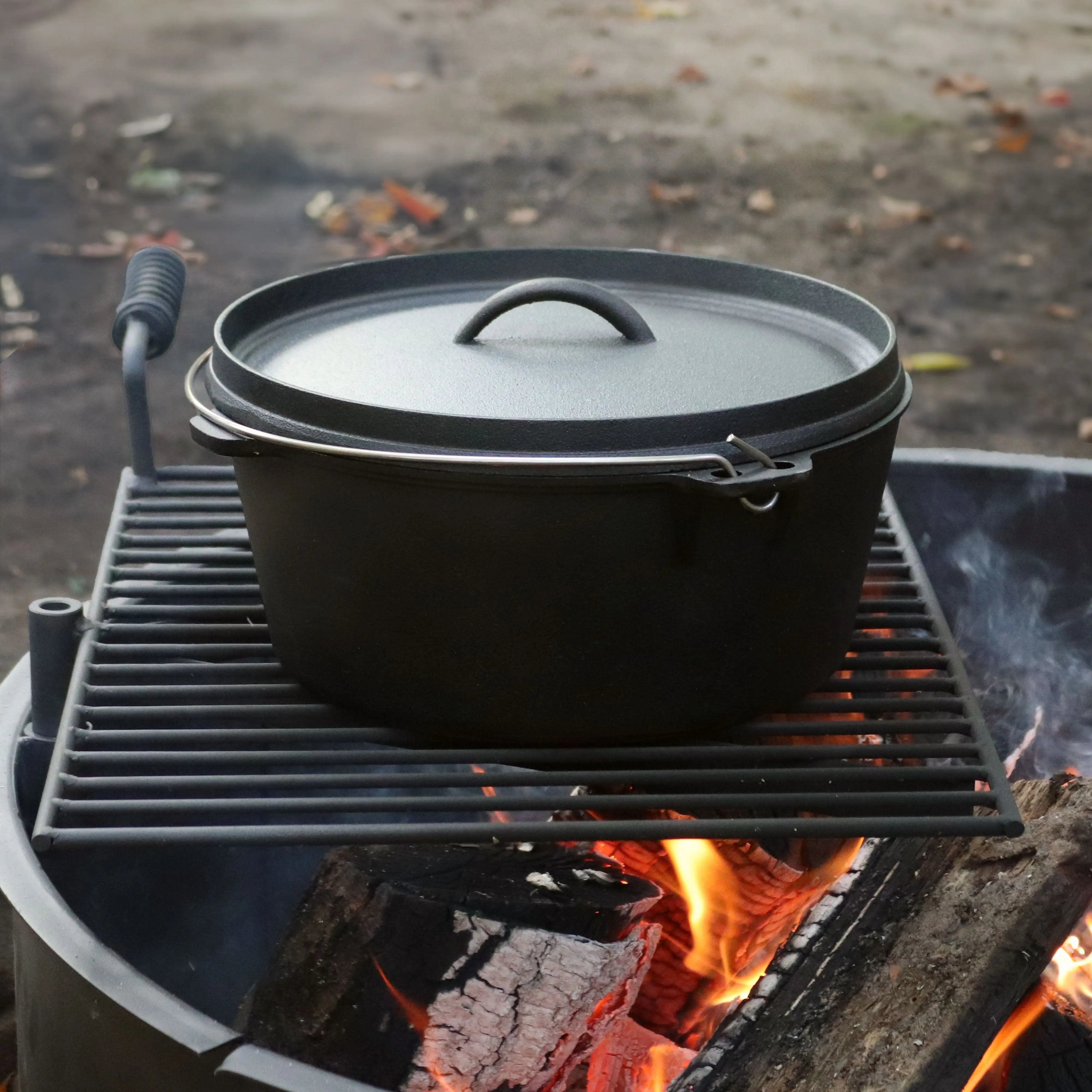 12" Black Cast Iron Dutch Oven Stock Pot Homeroots Kitchen & Dining