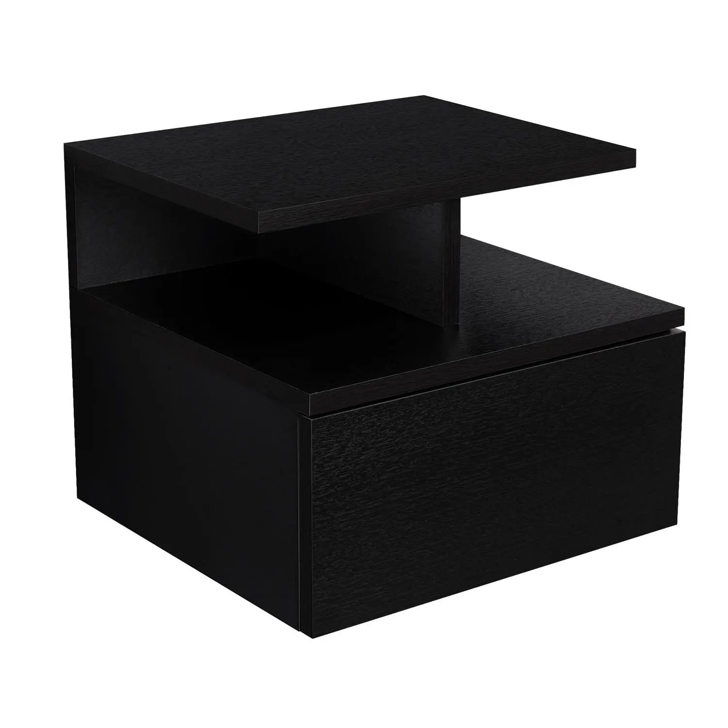 12" Black Wood One Drawer Nightstand Homeroots Bed & Bath