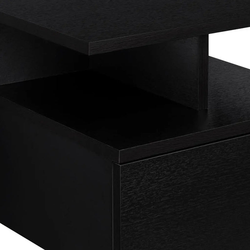 12" Black Wood One Drawer Nightstand Homeroots Bed & Bath