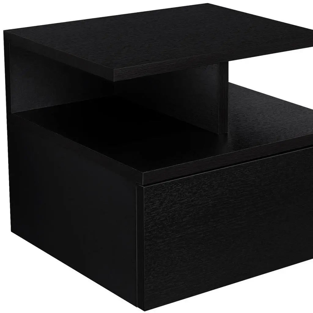 12" Black Wood One Drawer Nightstand Homeroots Bed & Bath