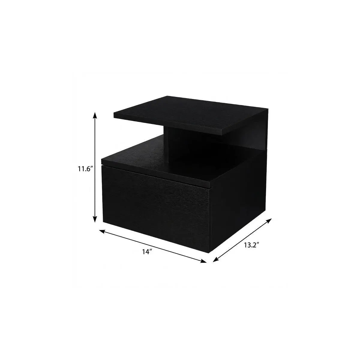 12" Black Wood One Drawer Nightstand Homeroots Bed & Bath
