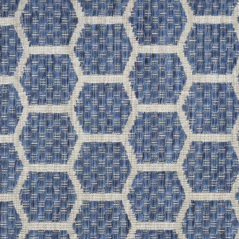 12' Blue And Ivory Geometric Indoor Outdoor Runner Rug Homeroots Outdoor