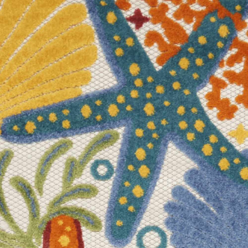 12' Blue And Yellow Indoor Outdoor Runner Rug - GreatEagleInc