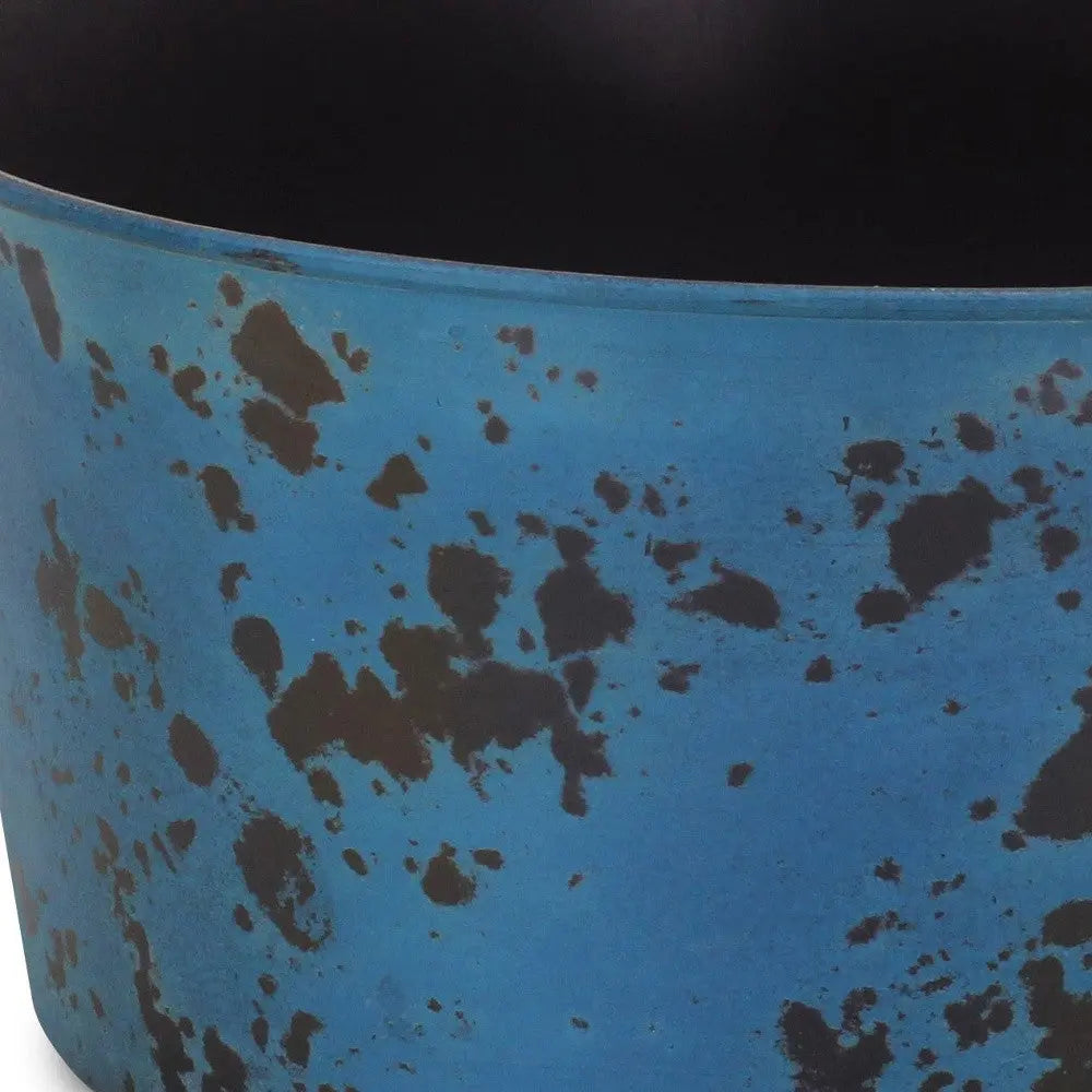 12" Blue Recycled Plastic Indoor Outdoor Round Pot Planter Homeroots Outdoor