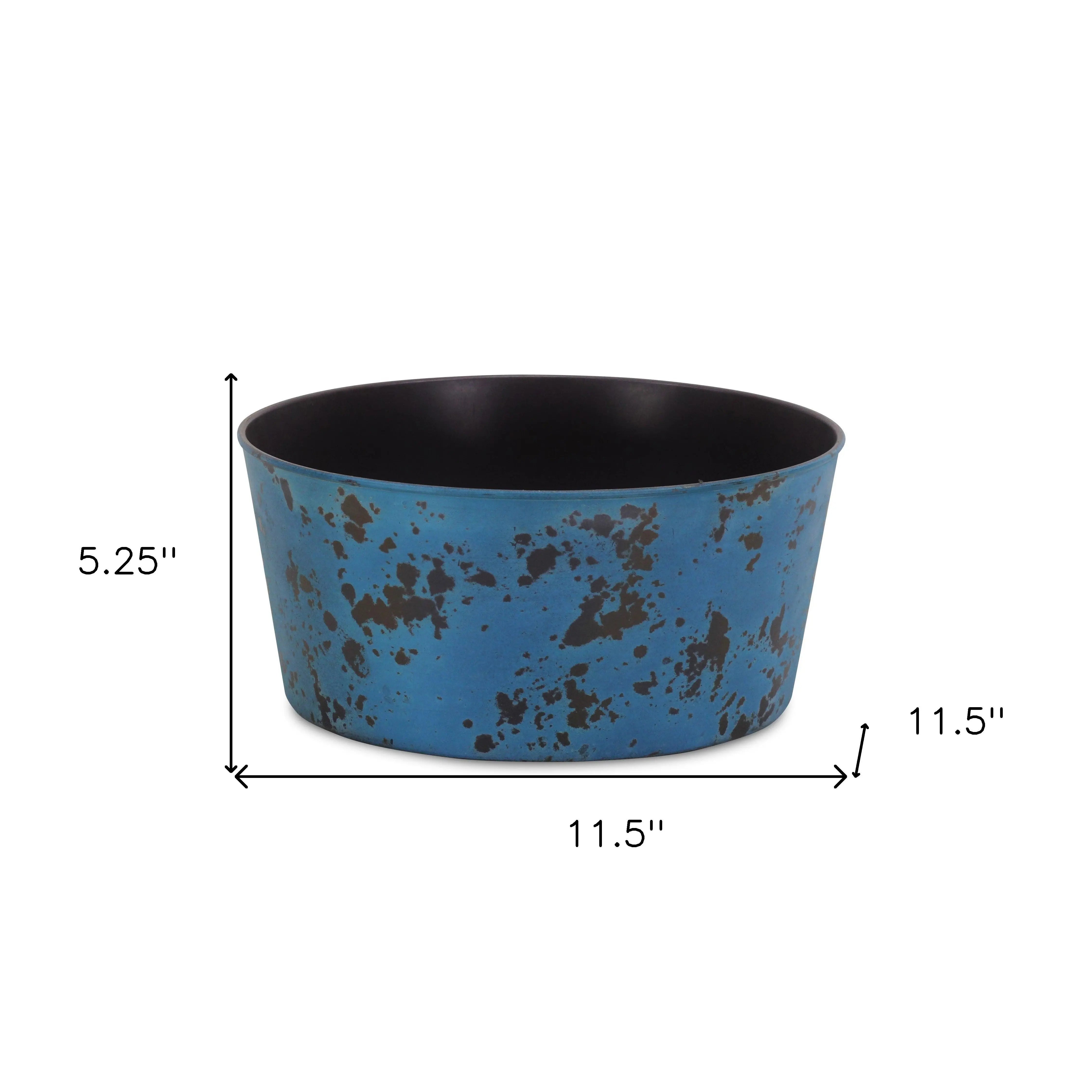 12" Blue Recycled Plastic Indoor Outdoor Round Pot Planter Homeroots Outdoor