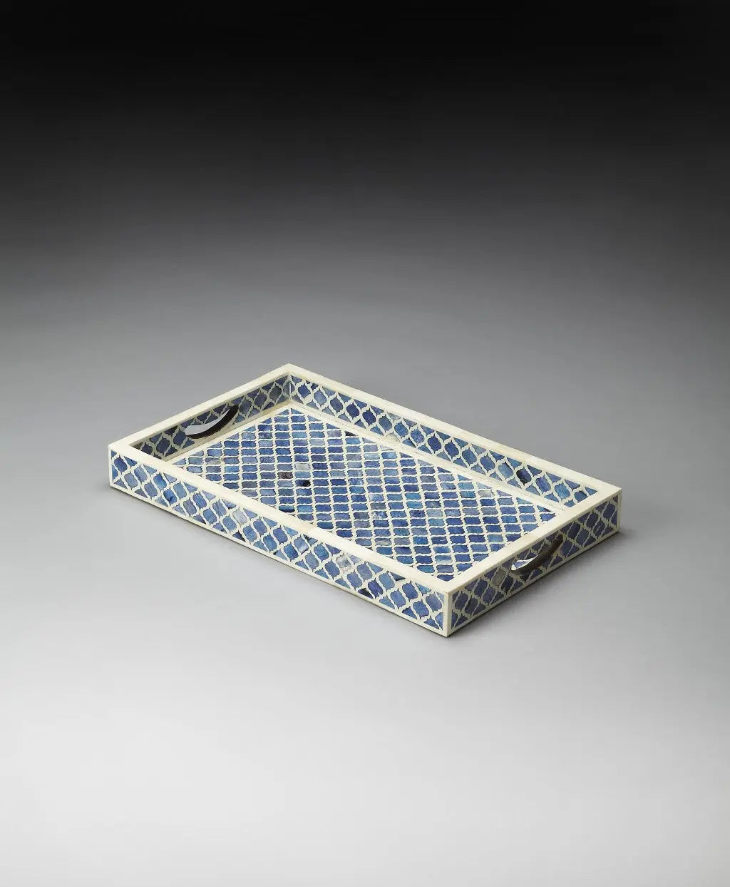 12" Blue Wood Geometric Serving Tray Homeroots Kitchen & Dining